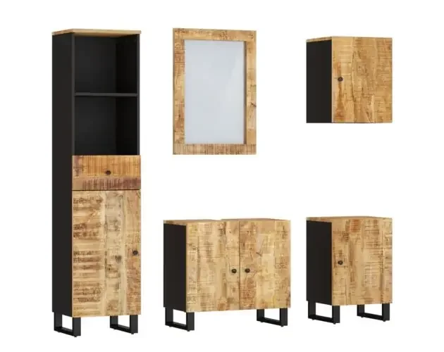 vidaXL conjunto de muebles de baño 5 piezas madera maciza de mango | Brico Depôt Alta Qualità