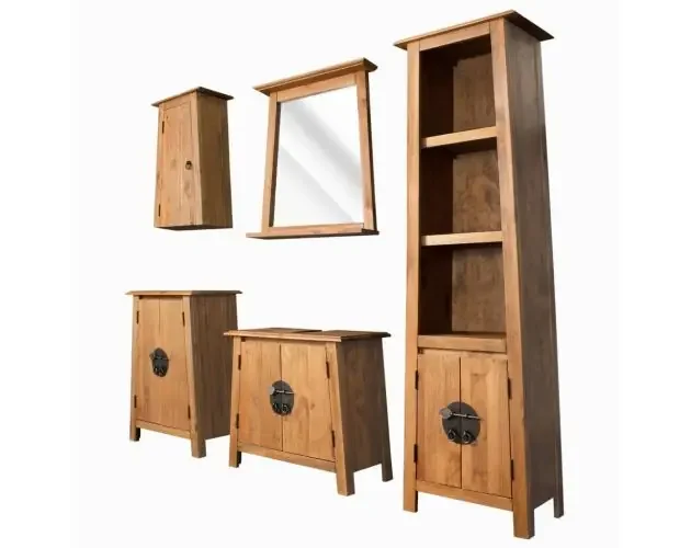 vidaXL conjunto de muebles de baño 5 piezas madera maciza de pino | Brico Depôt Artigianale