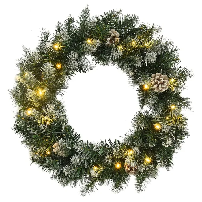 vidaXL Corona de Navidad con luces LED PVC verde 60 cm