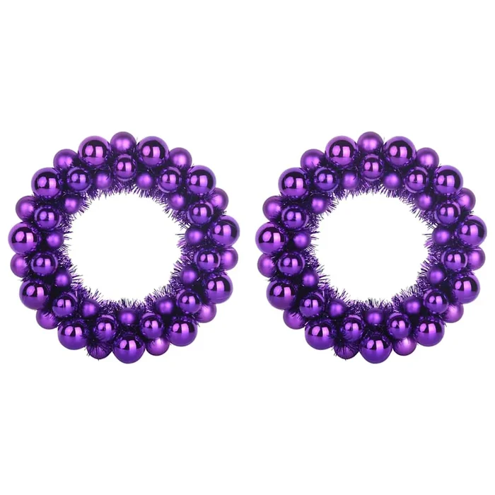 vidaXL Coronas de Bolas de Navidad 2 pcs Lila 33 x 33 x 7 cm