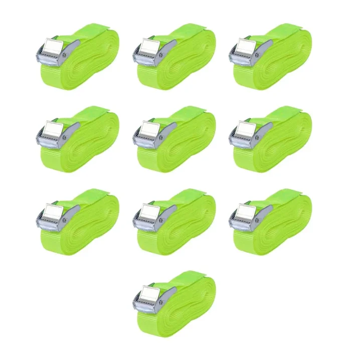 vidaXL Correas 10 unidades verde fluorescente 0,25 T 5 mx 25 mm