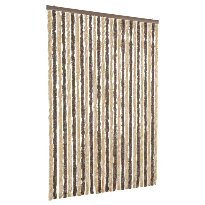 vidaXL Cortina antimoscas chenilla marrón oscuro y beige 118×220 cm