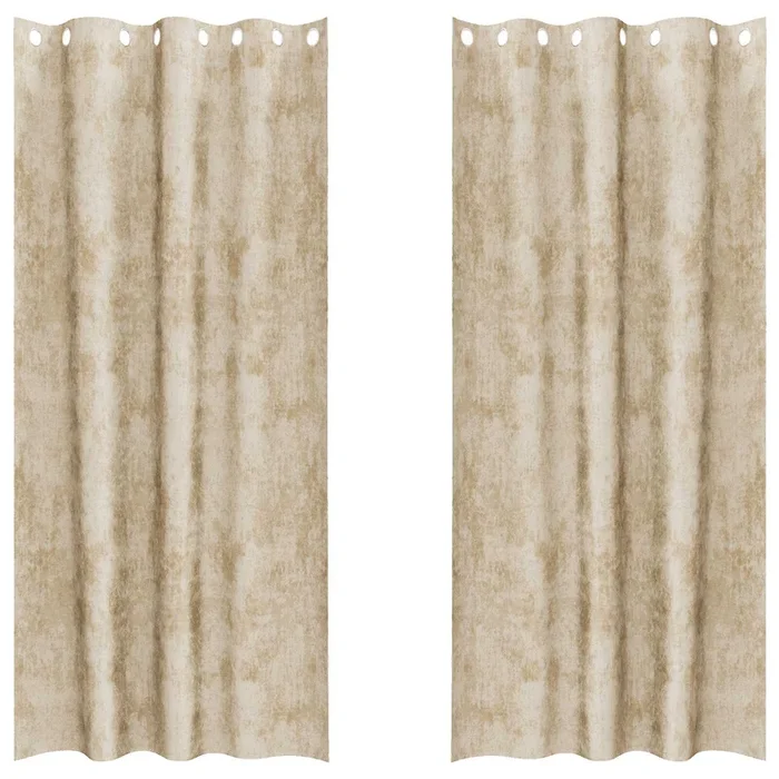 vidaXL Cortina con cortinas 2 pcs Crema 260 x 140 cm Terciopelo (2)