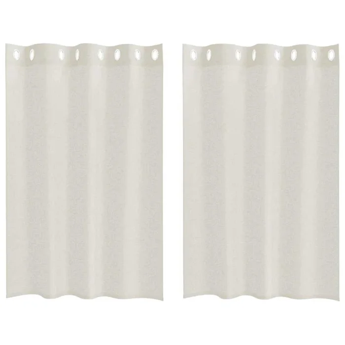 vidaXL Cortina de Voilé con cortinas 2 pcs Crema 140x175cm Poliéster (7)