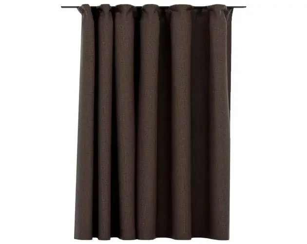 vidaXL cortina opaca con ganchos look de lino gris taupe 290×245 cm | Brico Depôt Offerta Speciale