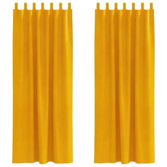 vidaXL Cortinas 2 pcs Amarillo mostaza 140 x 260 cm Terciopelo (3)