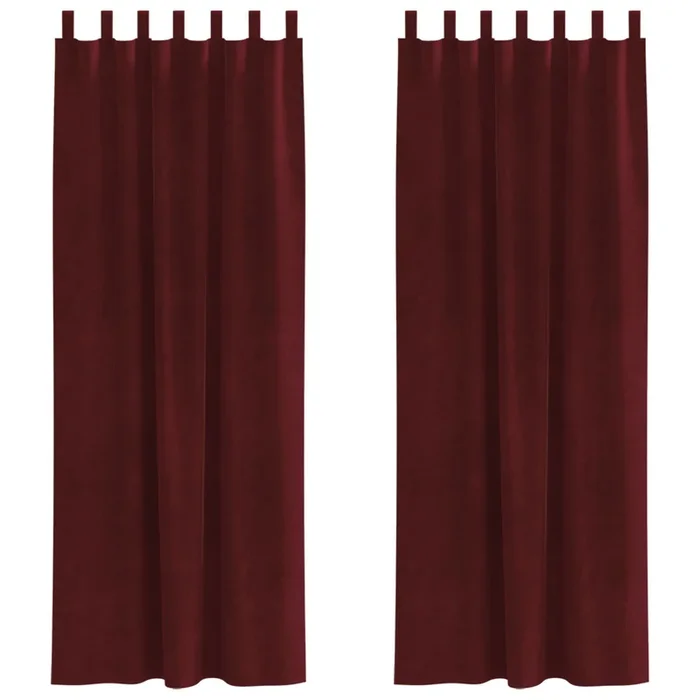 vidaXL Cortinas 2 pcs Rojo vino tinto 140 x 225 cm Terciopelo (2)