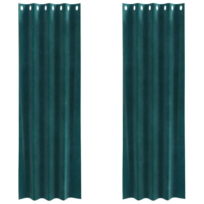 vidaXL Cortinas 2 pcs Verde oscuro 140 x 225 cm Terciopelo (3)