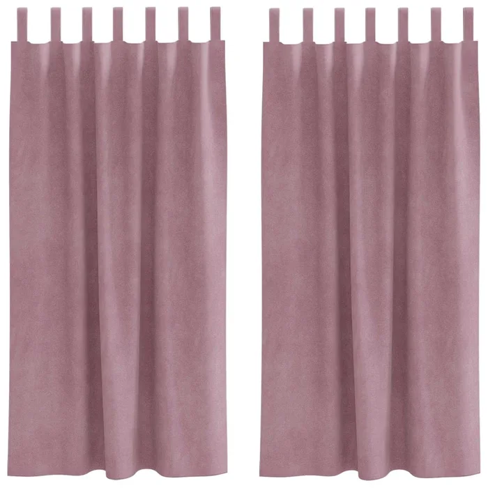vidaXL Cortinas con cortinas 2 pcs Rosa oscuro 140 x 175 cm Terciopelo (2)