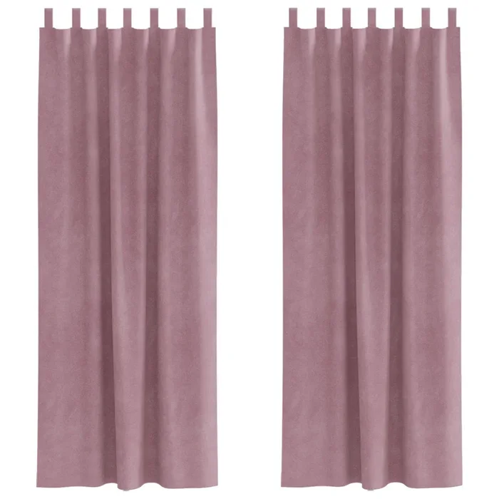 vidaXL Cortinas con cortinas 2 pcs Rosa Oscuro 140 x 245 cm Terciopelo (2)