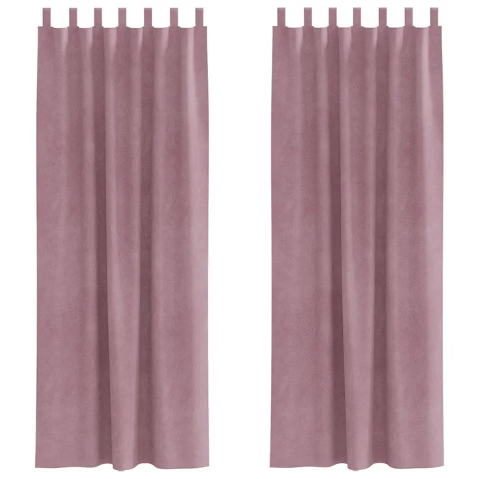 vidaXL Cortinas con cortinas 2 pcs Rosa Oscuro 140 x 260 cm Terciopelo (2)