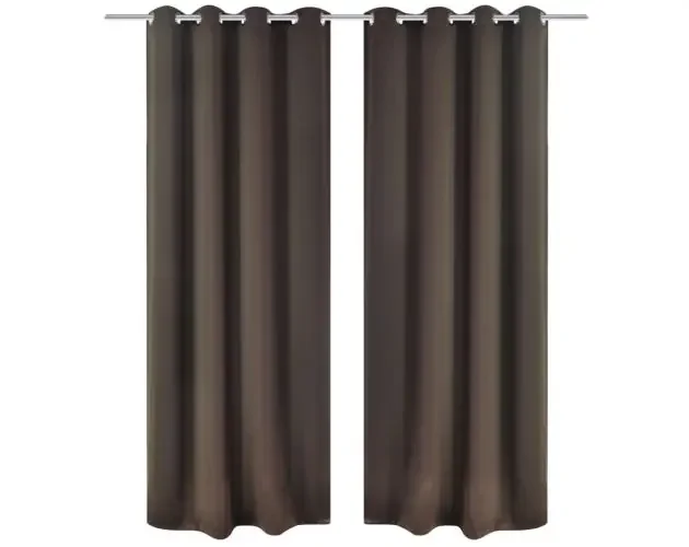 vidaXL cortinas opacas 2 piezas con ojales de metal 135×175 cm marrón | Brico Depôt Spedito Oggi