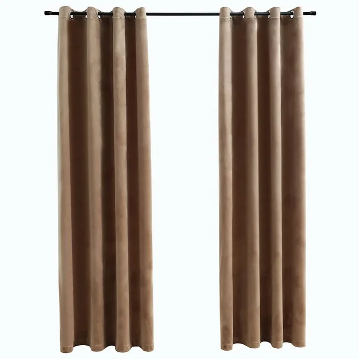 vidaXL Cortinas opacas con anillas 2 uds terciopelo beige 140×175 cm