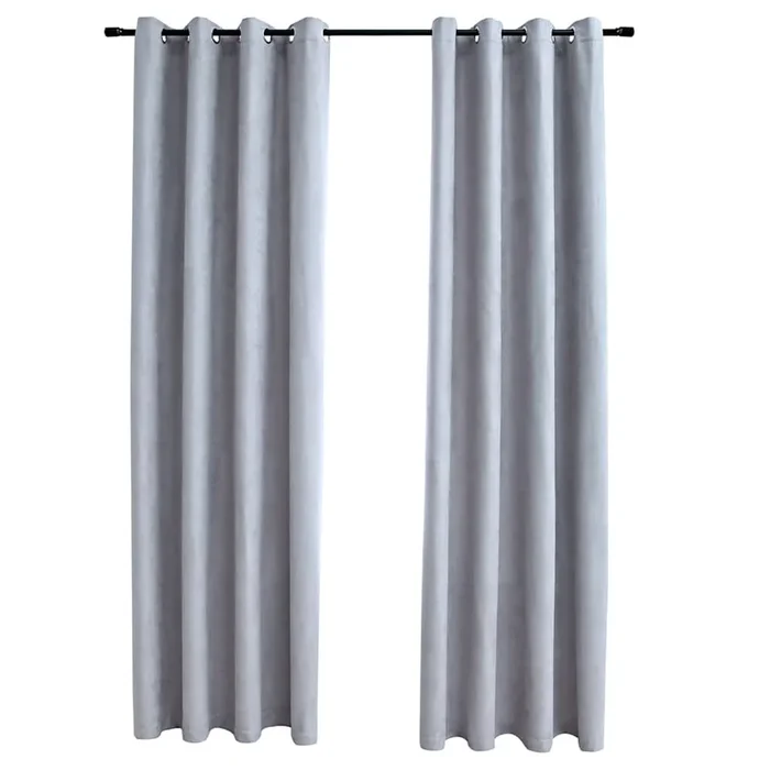vidaXL Cortinas opacas con anillas de metal 2 piezas gris 140×225 cm