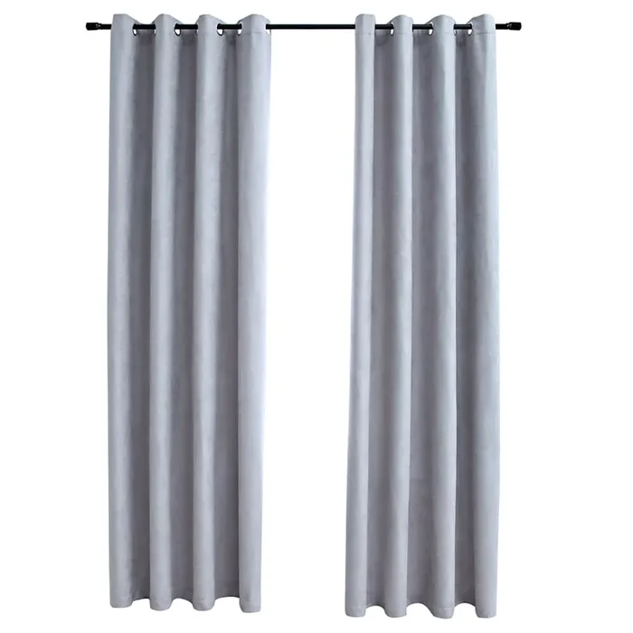 vidaXL Cortinas opacas con anillas de metal 2 pzs gris 140×175 cm