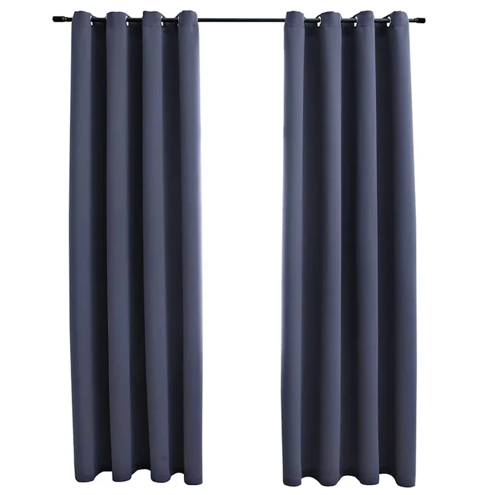 vidaXL Cortinas opacas con anillas de metal 2 uds antracita 140×175 cm