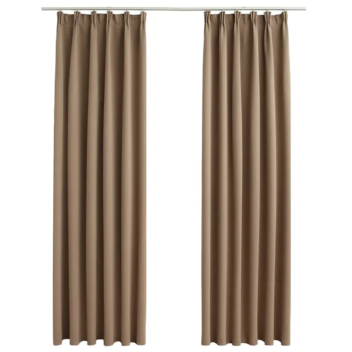vidaXL Cortinas opacas con ganchos 2 piezas gris topo 140×225 cm (2)