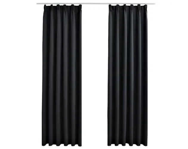 vidaXL cortinas opacas con ganchos 2 piezas negro 140×245 cm | Brico Depôt Più Venduto