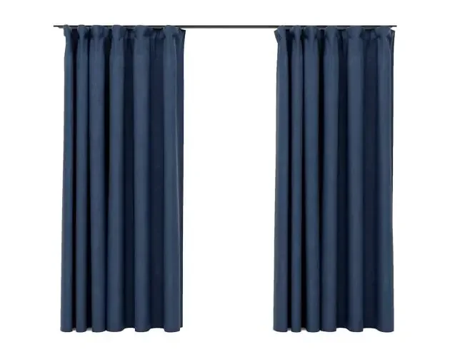 vidaXL cortinas opacas con ganchos look de lino 2 pzas azul 140×175 cm | Brico Depôt Spedito Oggi