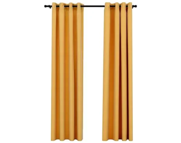 vidaXL cortinas opacas con ojales look lino 2 pzas amarillo 140×225 cm | Brico Depôt In Voga