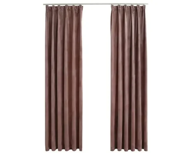 vidaXL cortinas opacas ganchos 2 pzas terciopelo rosa viejo 140×175 cm | Brico Depôt Solo Oggi
