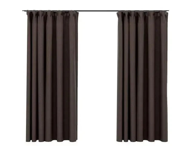 vidaXL cortinas opacas ganchos look de lino 2 pzs gris taupe 140x175cm | Brico Depôt Offerta Lampo