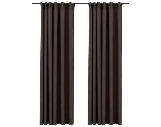 vidaXL cortinas opacas ganchos look de lino 2 pzs gris taupe140x245cm | Brico Depôt Offerta