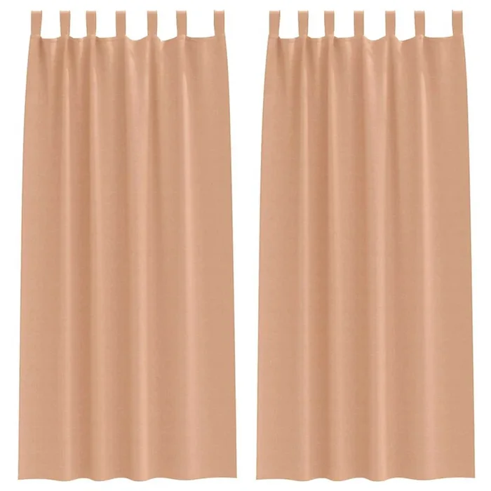 vidaXL Cortinas opacas Marrón Claro Poliéster (12)