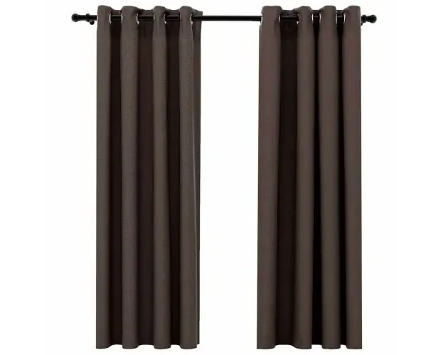 vidaXL cortinas opacas ojales look de lino 2 pzas gris topo 140×175 cm | Brico Depôt Popolare