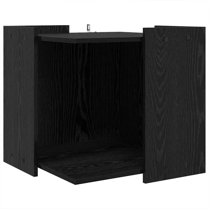 vidaXL Cubículo para caja de arena de gato Roble negro 53 x 53 x 51 cm