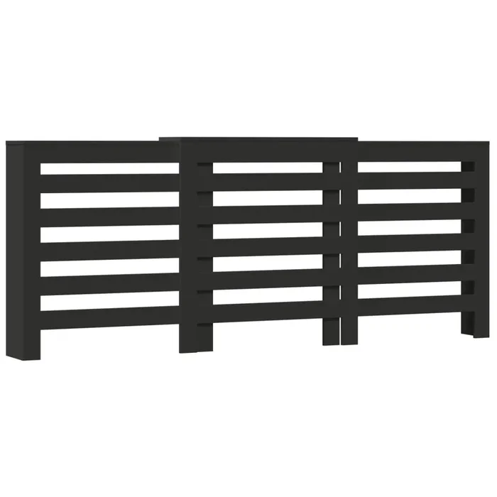 vidaXL Cubierta de radiador madera de ingeniería negro 205×21,5×83,5cm (2)