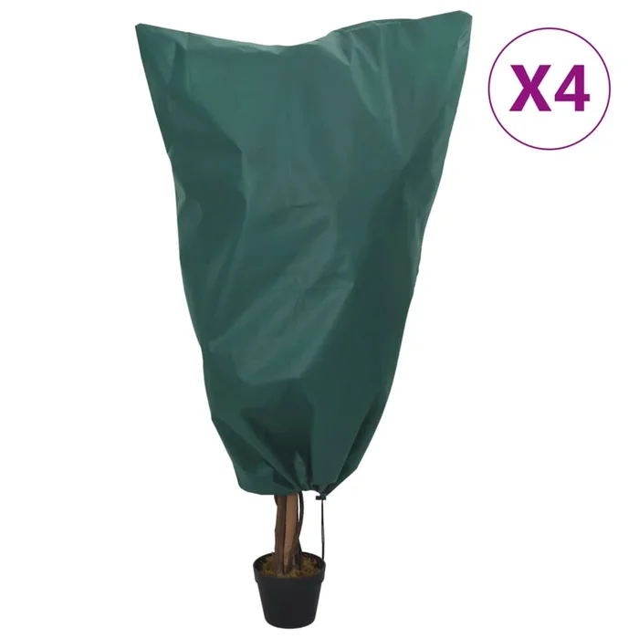vidaXL Cubierta para plantas con cordón 4 uds 70 g/m² 0,8×0,8m (2)