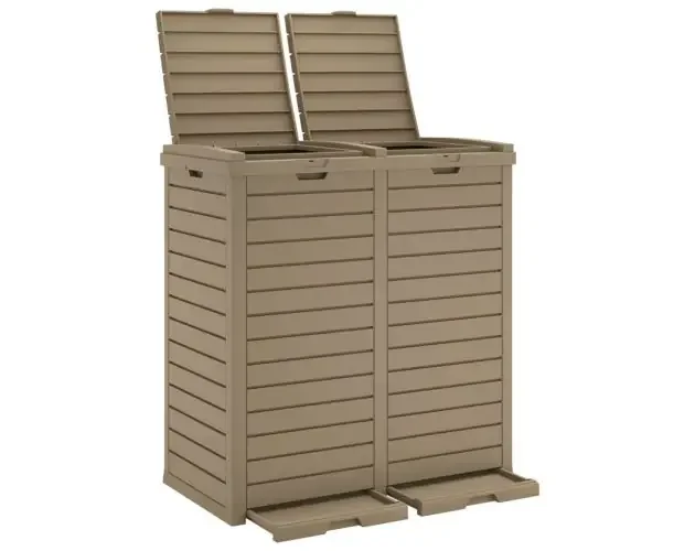 vidaXL cubo de basura exterior polipropileno marrón claro 78x41x86 cm | Brico Depôt Alta Qualità