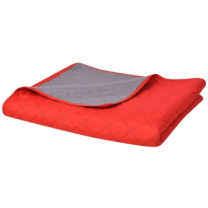 vidaXL Cubrecama acolchado doble cara 170×210 cm rojo y gris