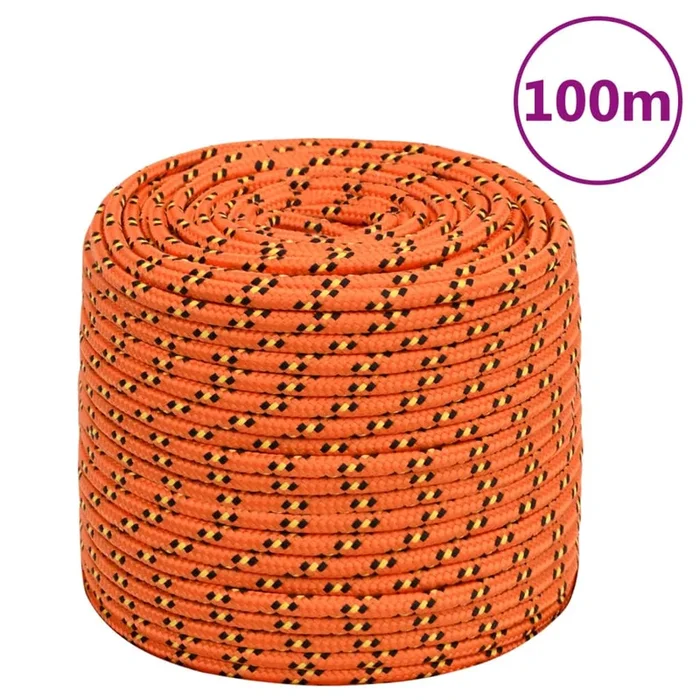 vidaXL Cuerda de barco polipropileno naranja 8 mm 100 m