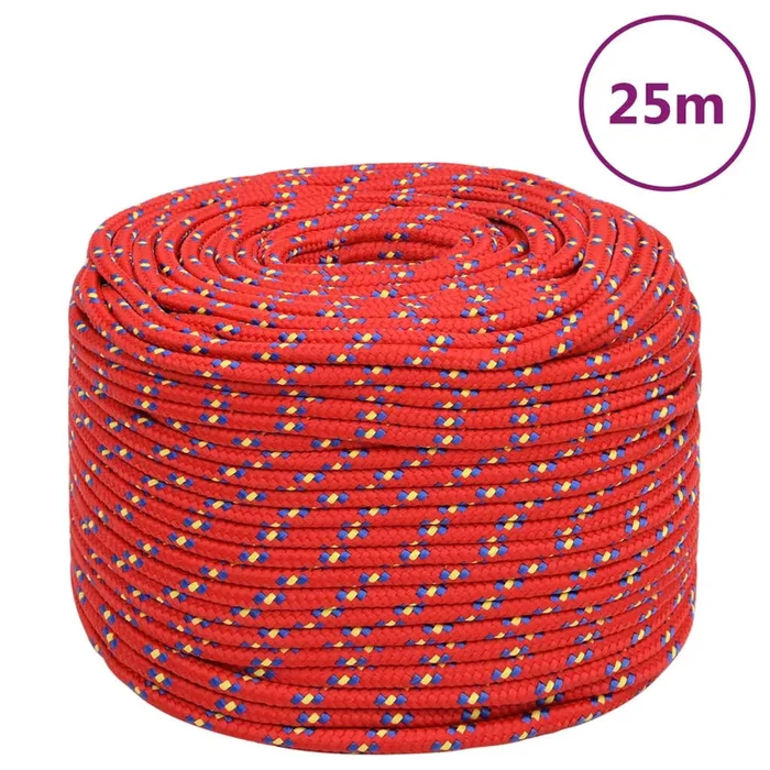 vidaXL Cuerda de barco polipropileno rojo 6 mm 25 m