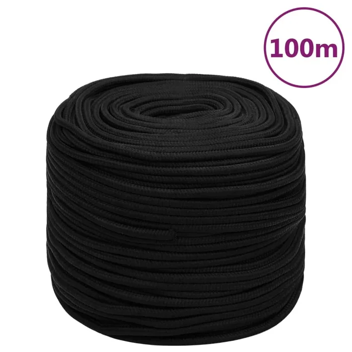 vidaXL Cuerda de trabajo poliéster negro 8 mm 100 m