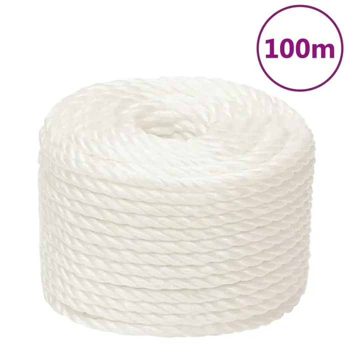 vidaXL Cuerda de trabajo polipropileno blanco 14 mm 100 m