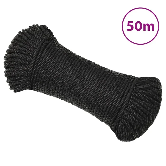 vidaXL Cuerda de trabajo polipropileno negro 3 mm 50 m