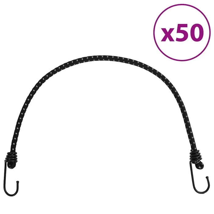 vidaXL Cuerdas elásticas con tiras reflectantes y ganchos 50 uds 59 cm
