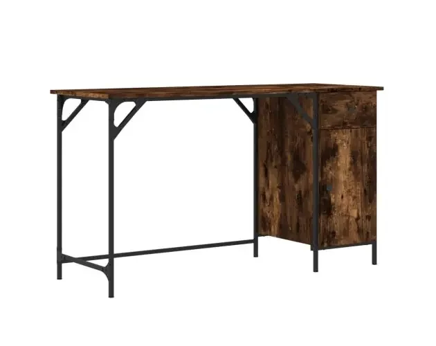 vidaXL escritorio ordenador madera ingeniería roble humo 131x48x75 cm | Brico Depôt Lusso