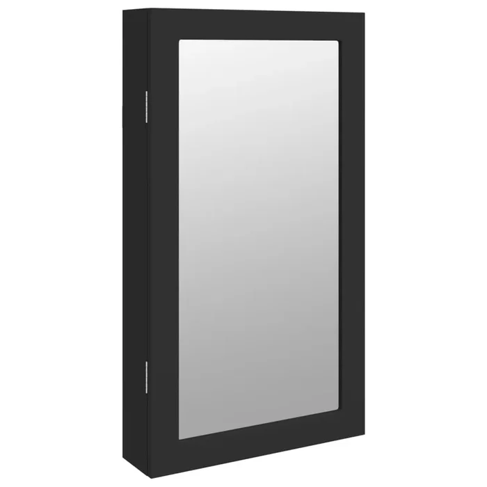 vidaXL Espejo con joyero y luces LED para pared negro