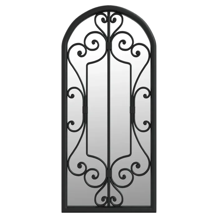 vidaXL Espejo de jardín hierro negro para uso exterior 100×45 cm