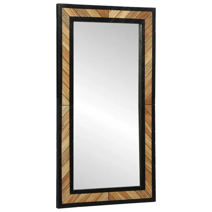 vidaXL Espejo Negro y Marrón 90 x 2 x 50 cm Madera Sólida de Acacia