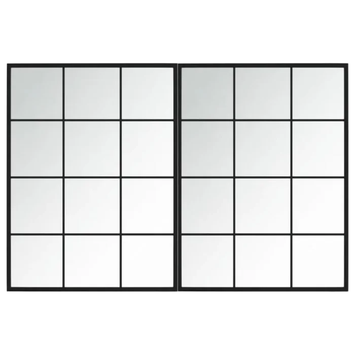 vidaXL Espejos de pared 2 uds metal negro 80×60 cm