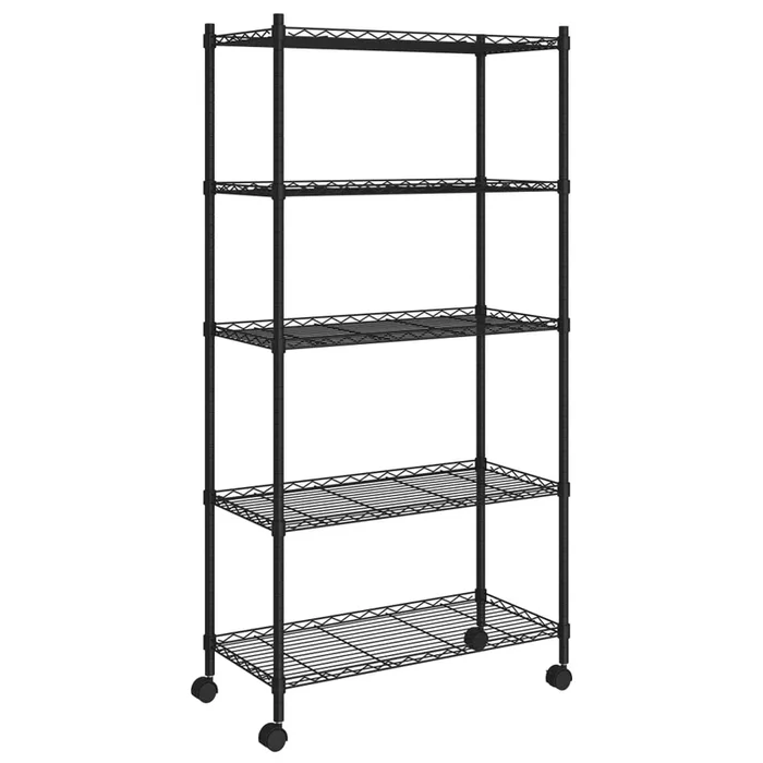 vidaXL Estante almacenaje 5 niveles y ruedas 75x35x155 cm negro 250 kg
