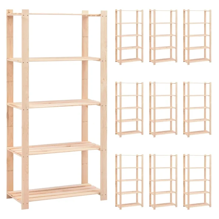 vidaXL Estantería 5 niveles 10 unidades madera pino maciza 250 kg