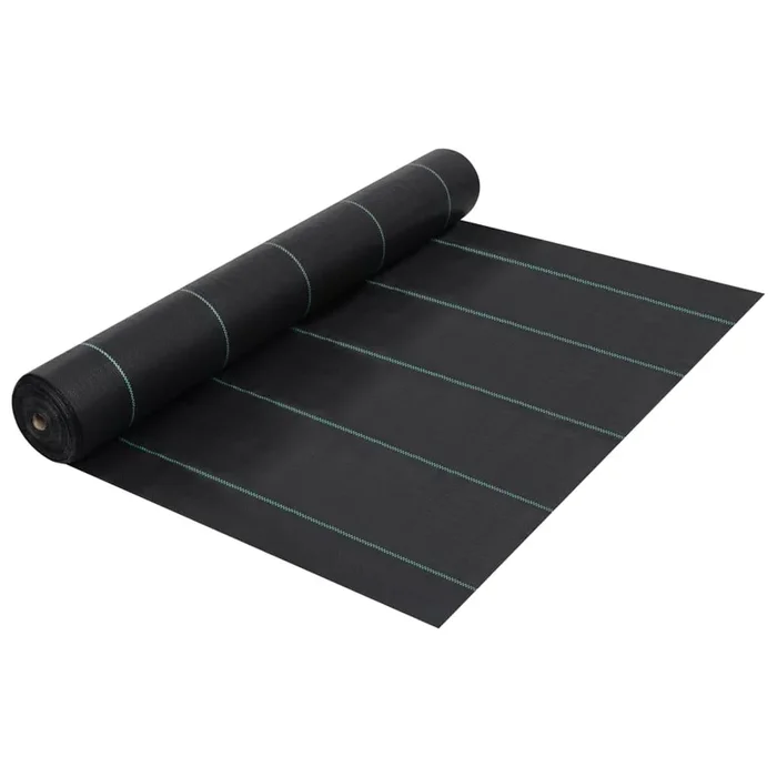 vidaXL Estera de control de malezas y raíces PP negro 1×50 m