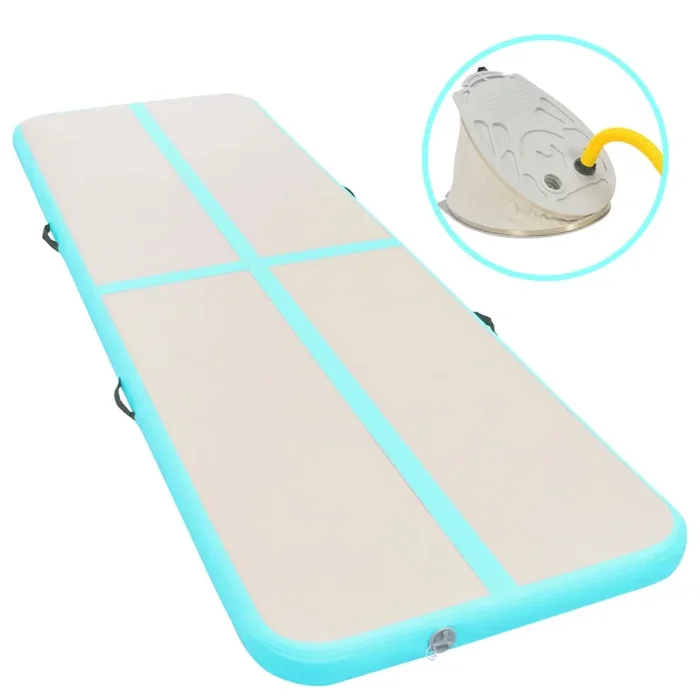 vidaXL Esterilla inflable de gimnasia y bomba 400x100x10 cm PVC verde