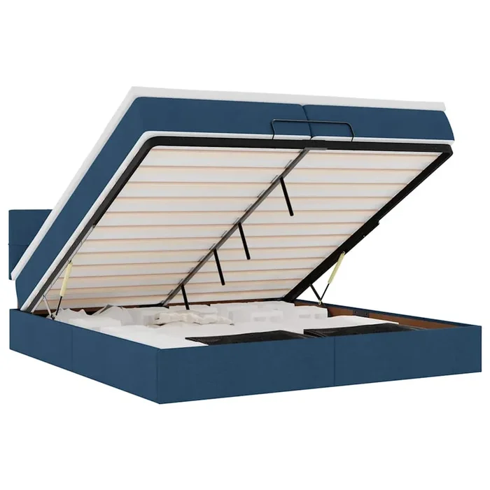 vidaXL Estructura de cama otomana con colchón tela azul 200×200 cm (4)